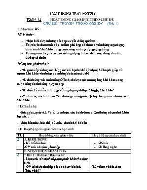 Giáo án Hoạt động trải nghiệm Lớp 2 (Chân trời sáng tạo) - Tuần 13, Chủ đề Truyền thống quê em (Tiết 1)